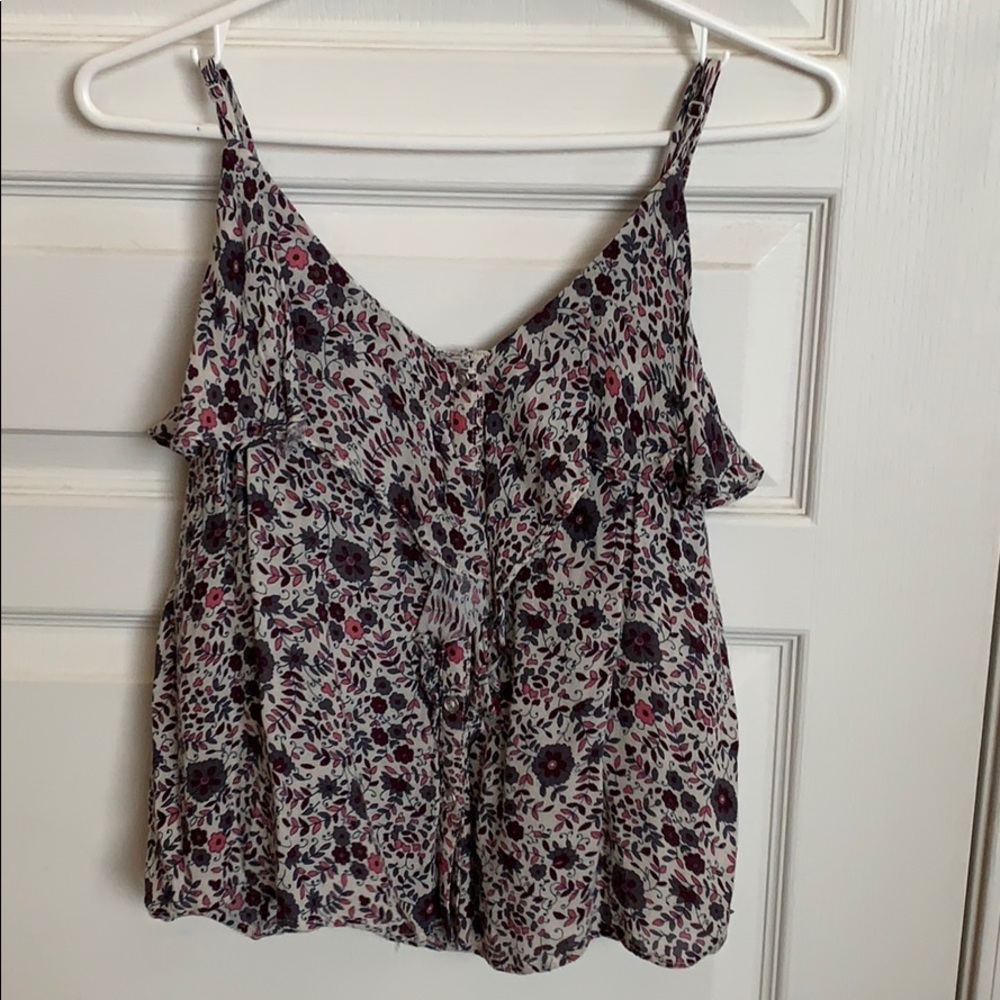 Flower printed tank top blouse